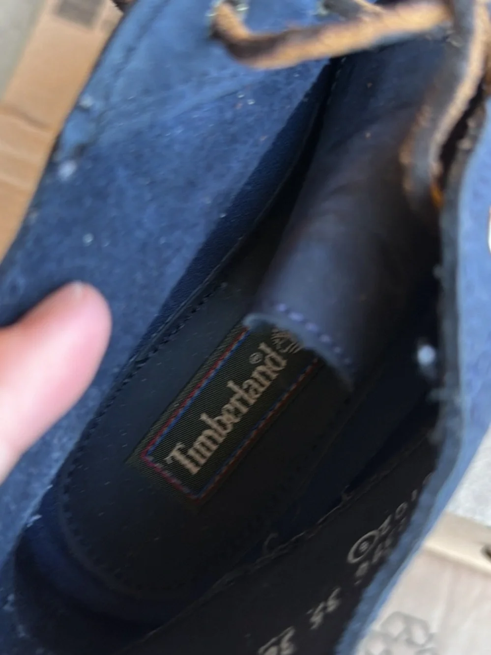 Timberland Navy Suede Ankle Boots with Brown Laces